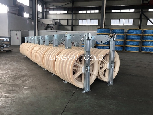 Diámetro grande conductor liado polea acanalada de nylon Stringing Blocks de tres bujías métricas